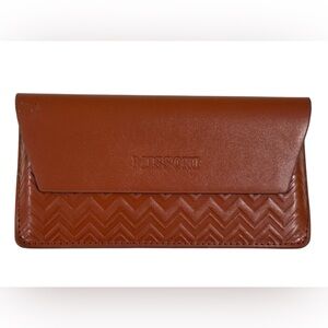 NEW Brown Embossed Sunglasses Case w/ Cleaning Cloth